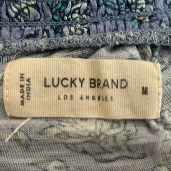 Lucky Brand Blue Floral Smocked shirt, Medium - Picture 7 of 8